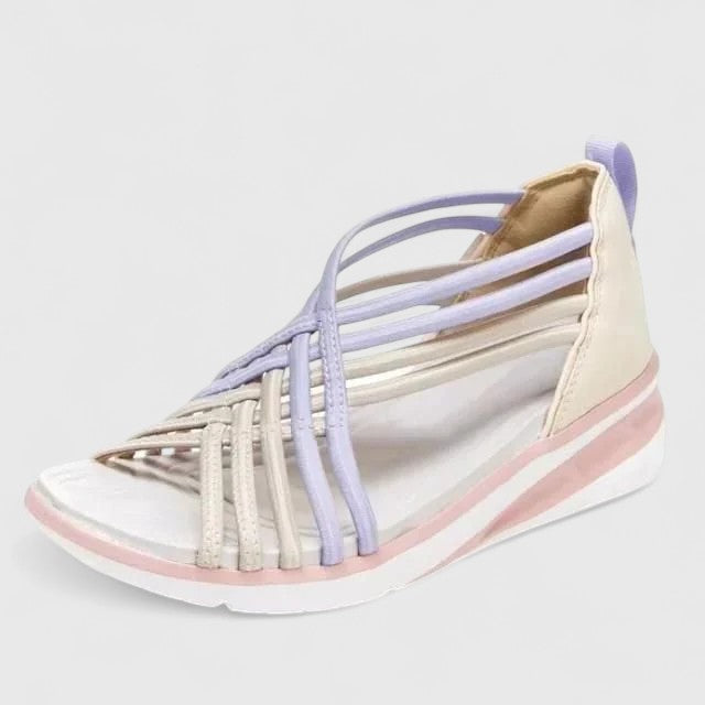 Open Toe Strappy Woven Zip Back Wedge Sandals