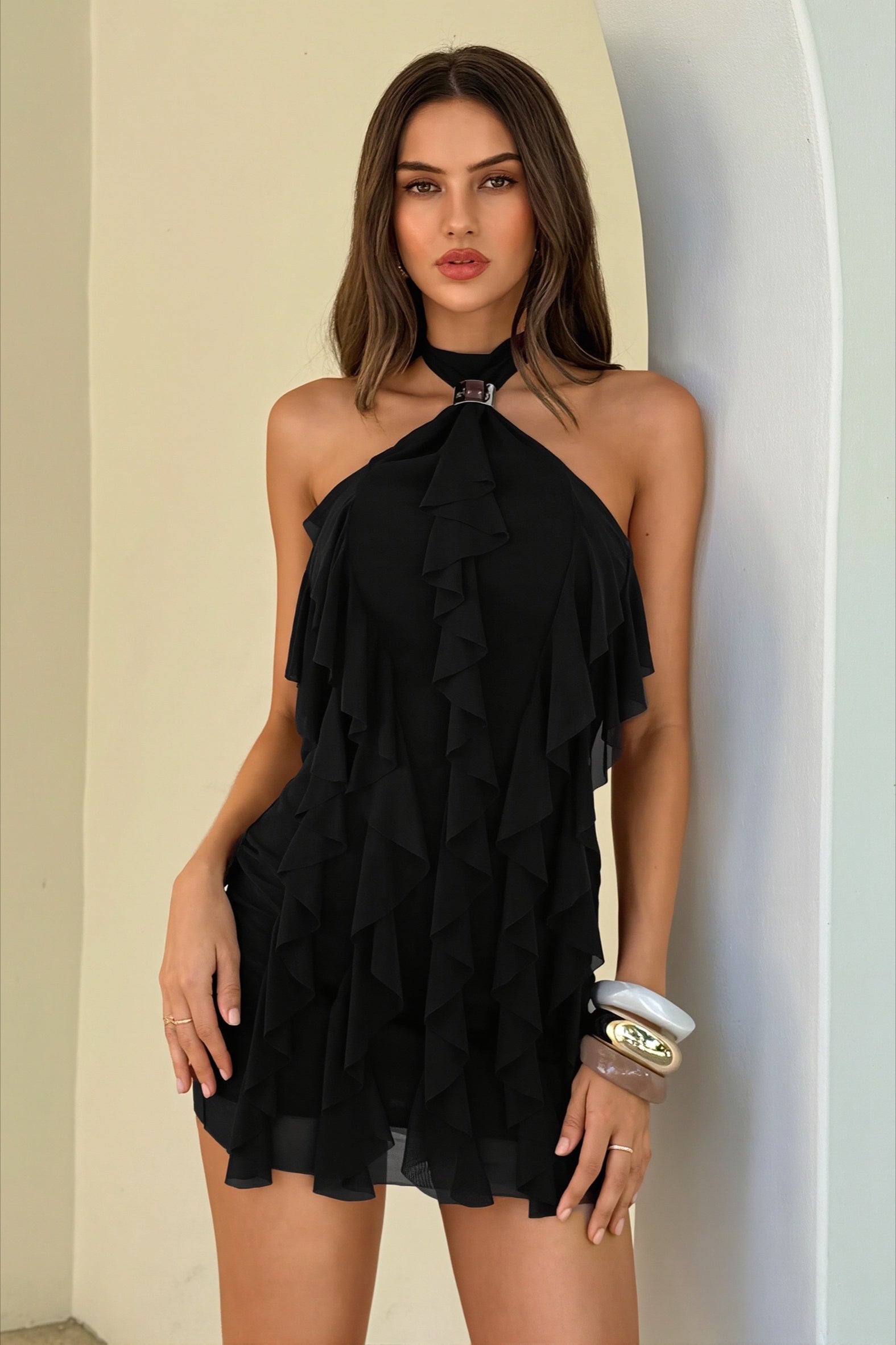 Backless Halter-Neck Mini Dress