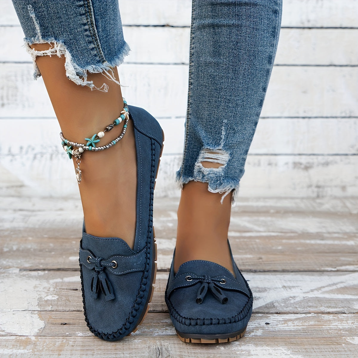Suede Look Tassel Moccasin Loafers