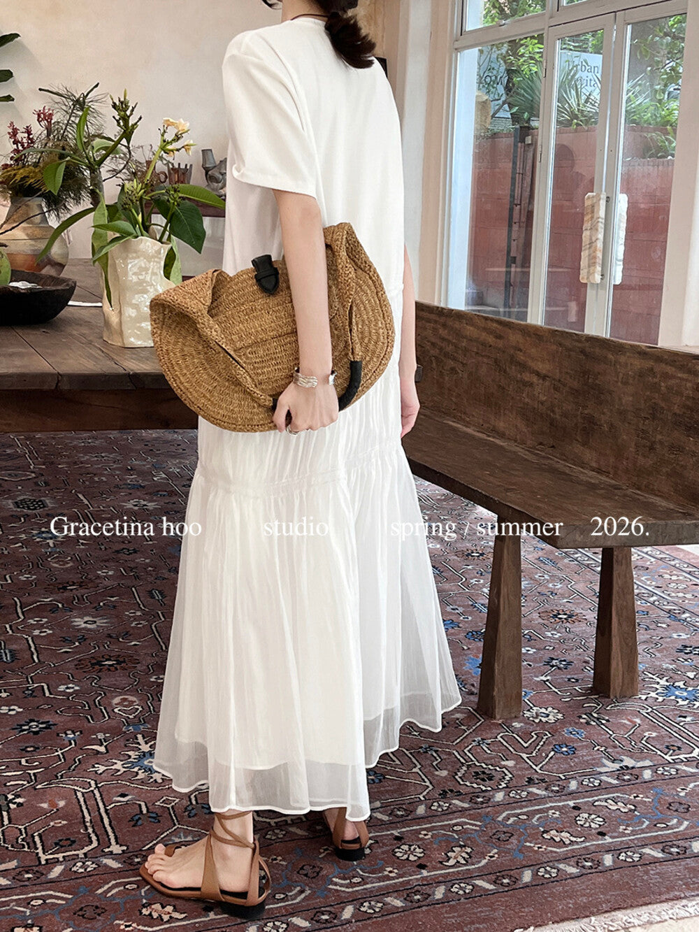 Short Sleeve Tiered Mesh A-Line Maxi Dress 11