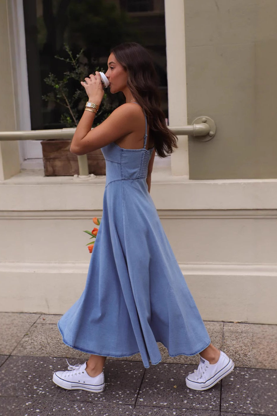 Vintage VNeck Denim Dress