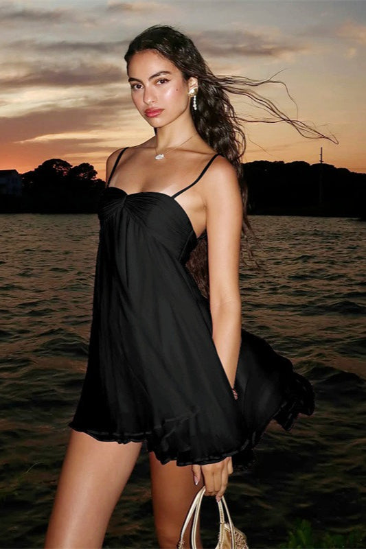 Off Shoulder Flowy Chiffon Cami Mini Dress - View 8