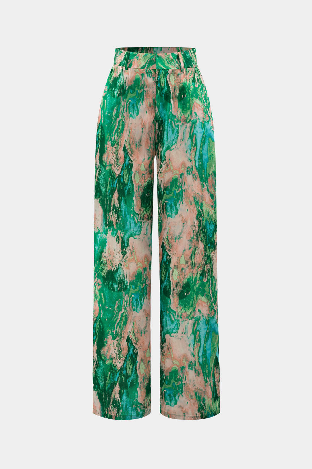 Marble Print High Waist Wide Leg Trousers