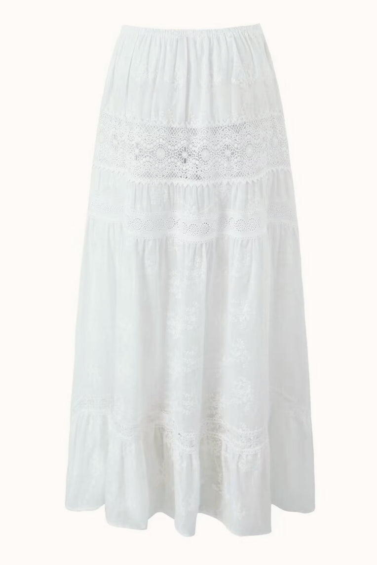 Two Piece Lace Tube Top Boho Skirt Set