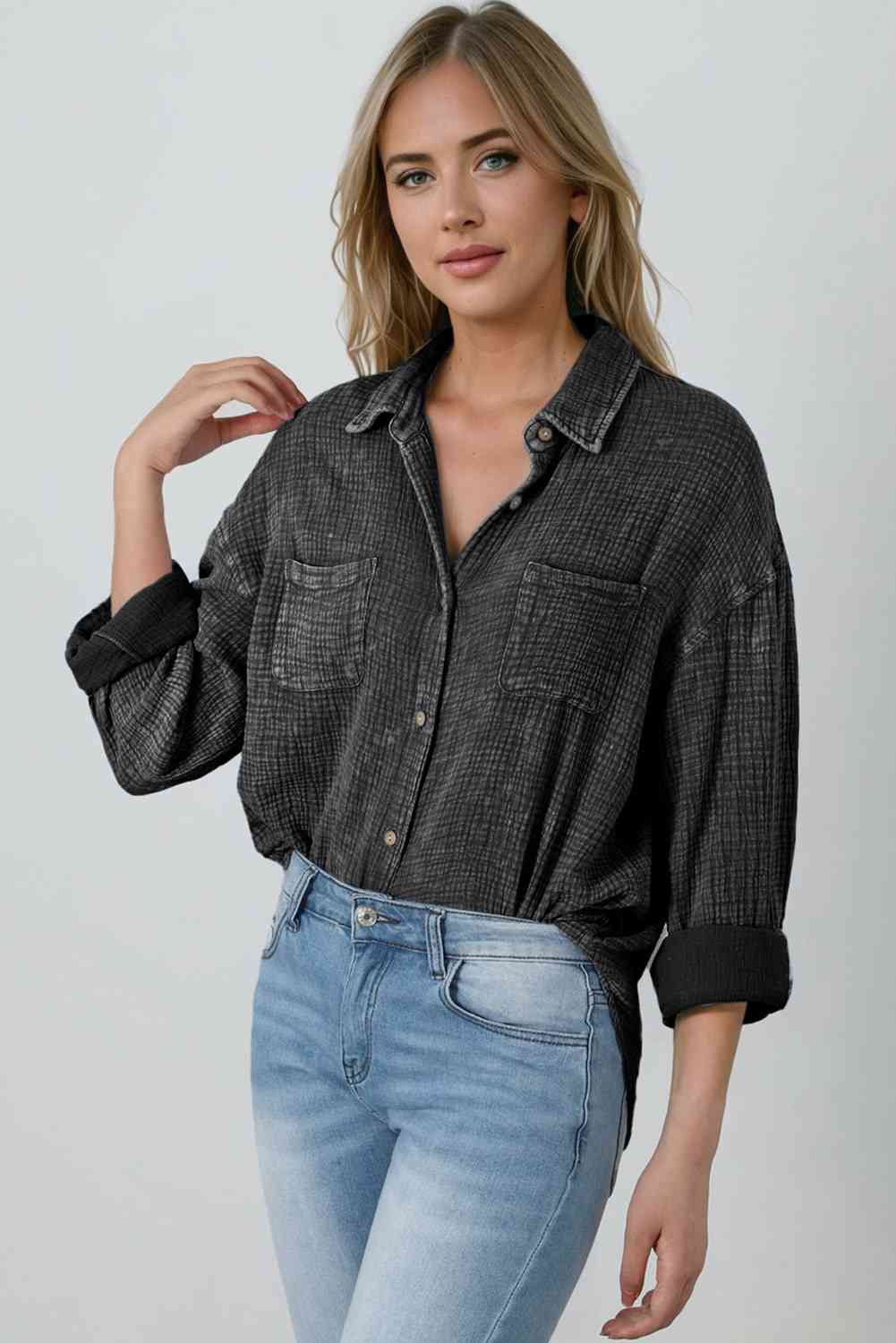 Blouse Textured With Buttons