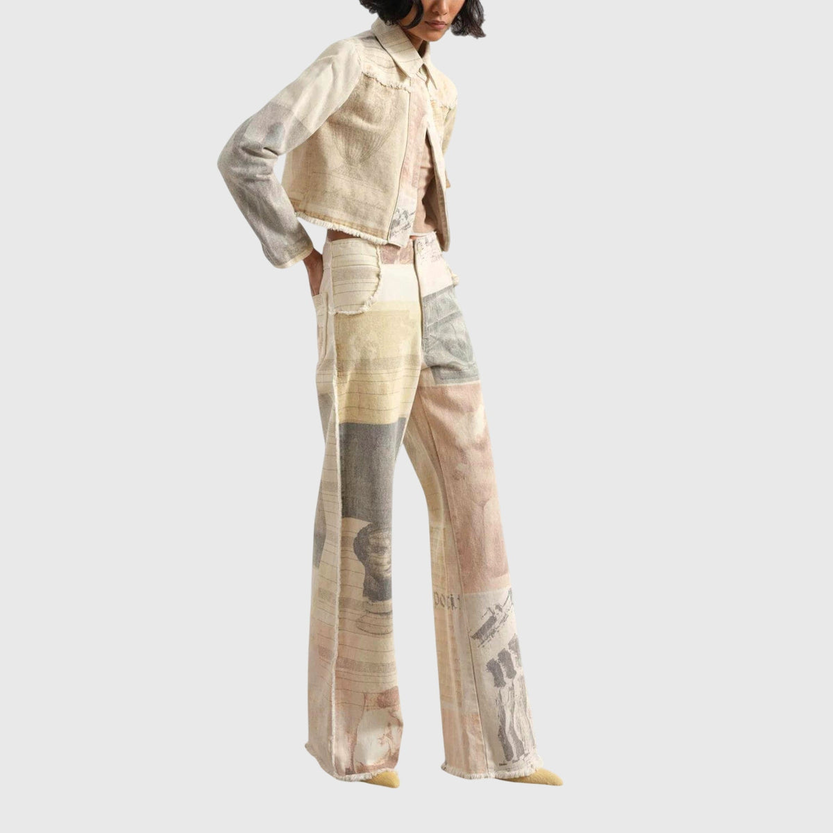 Photo Print Wide Leg Jeans