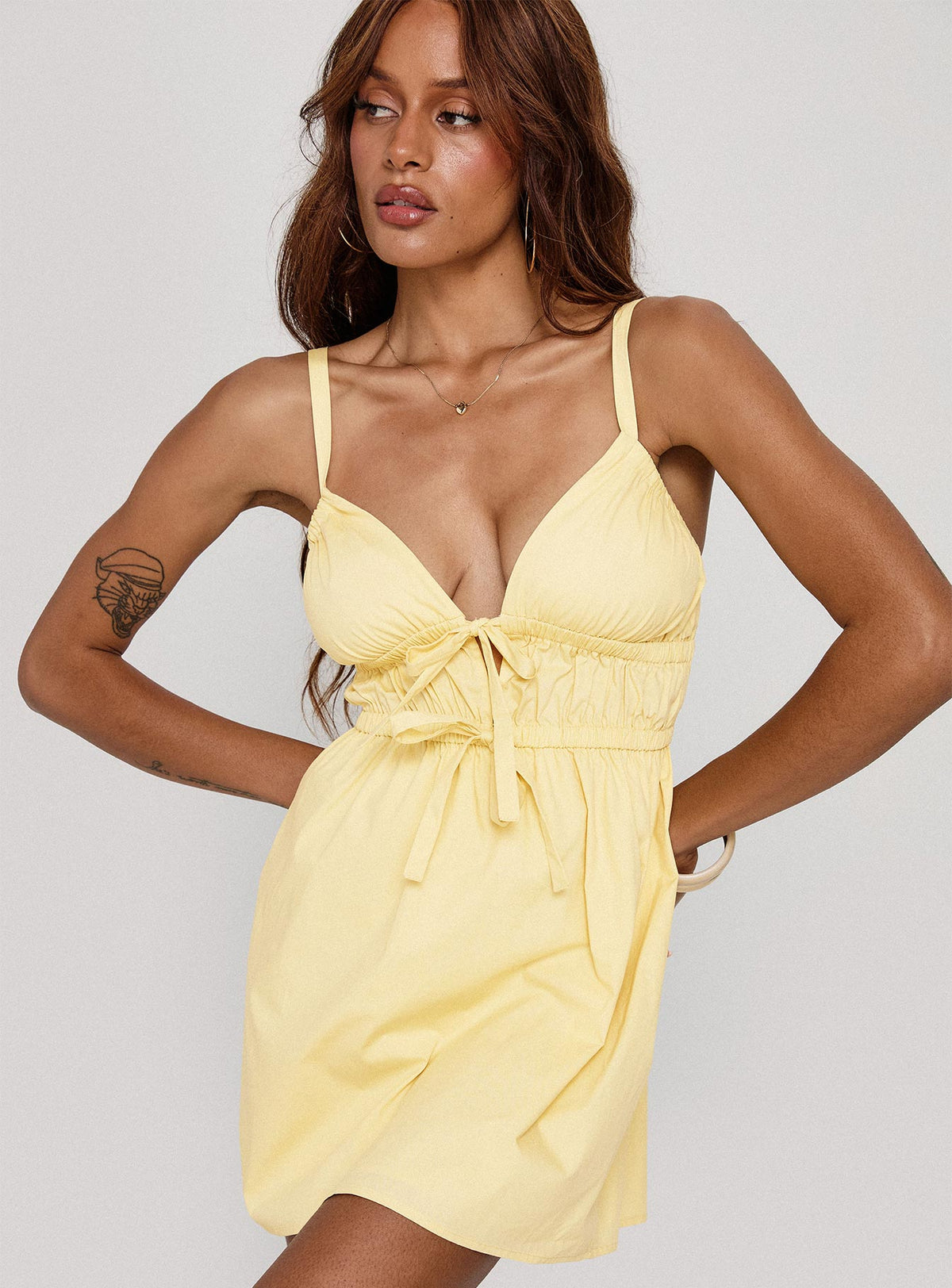 Spaghetti Strap Double Tie Front Cut Out Babydoll Mini Dress 8