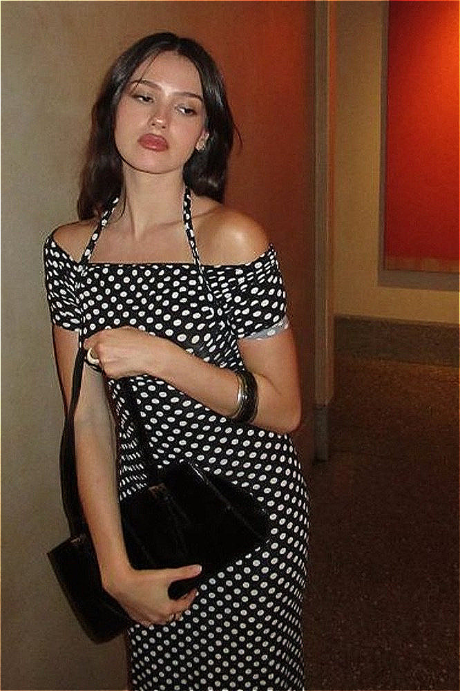 Polka Edition Dot Halter Neck Bodycon Maxi Dress