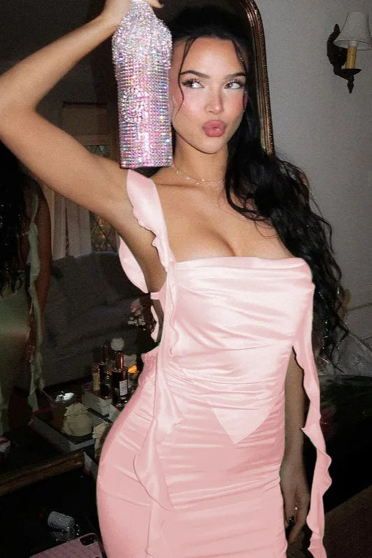 Ribbon Backless Sleeveless Split Maxi Dress