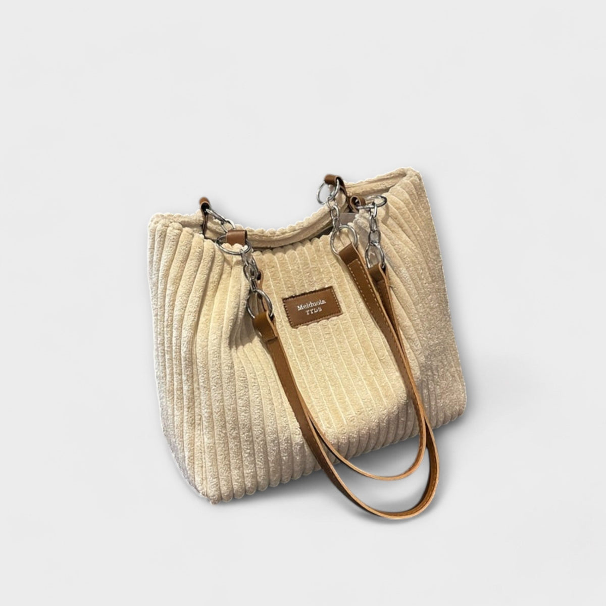 Chain Strap Corduroy Shoulder Bag