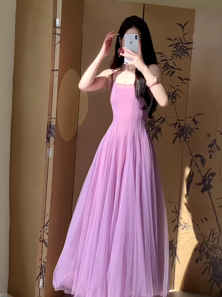 A Line Purple Tulle Long Prom Dress Sexy Evening Dresses   fg7659