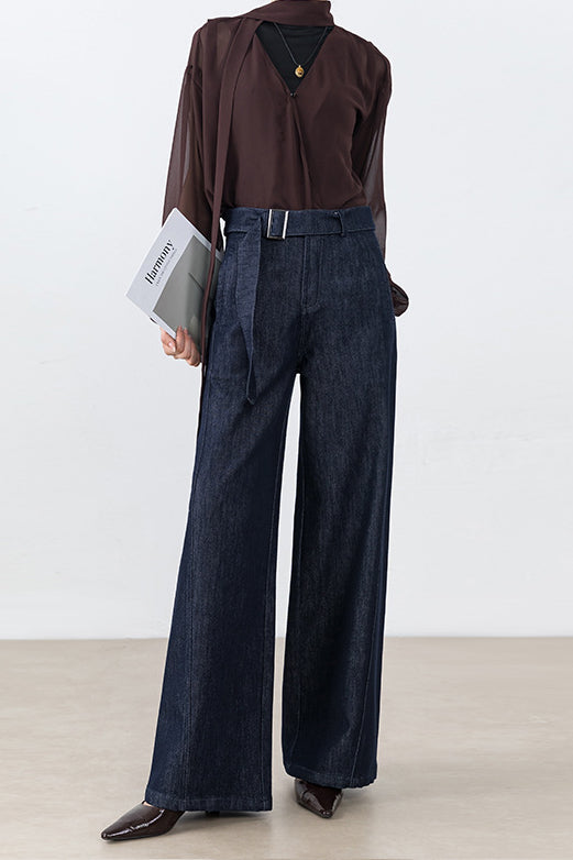 High-Waist Wide-Leg Denim Jeans