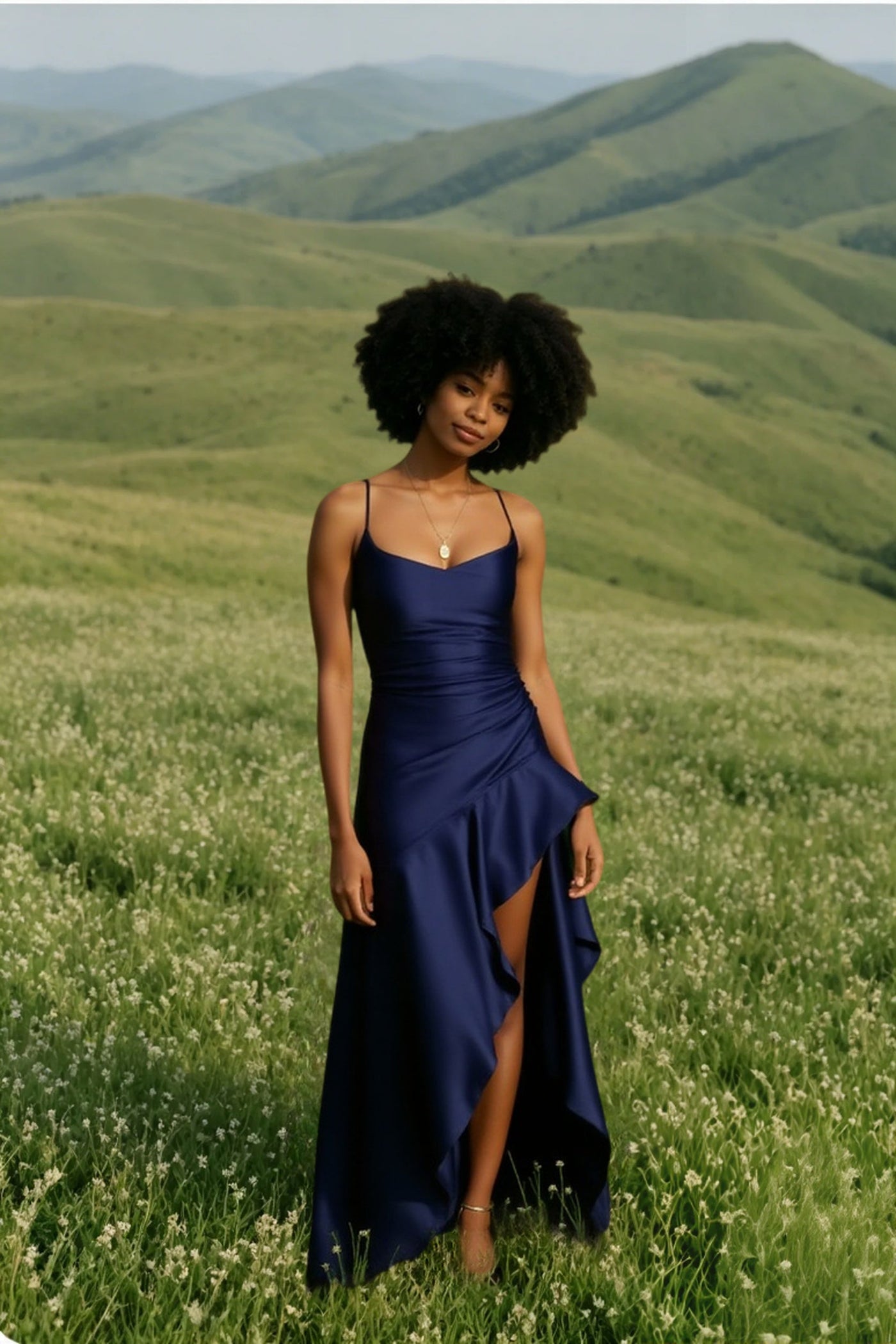 Satin Spaghetti Strap Backless Tie Elegant Formal Dress