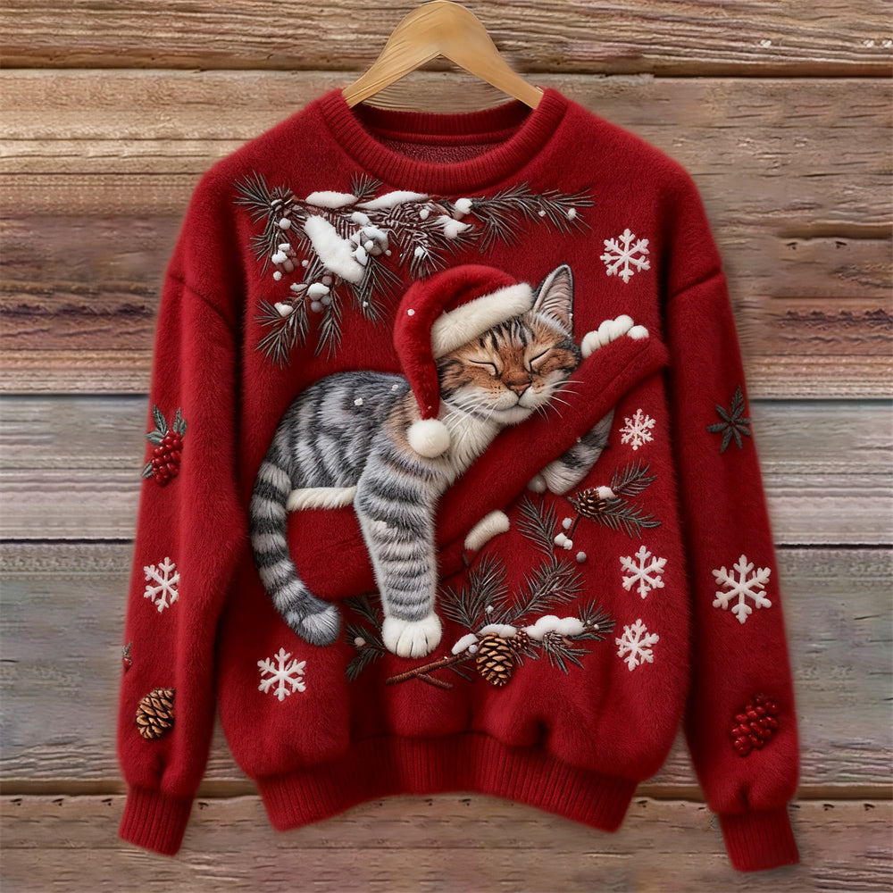 Women’s Sweater | Festive Cat Print