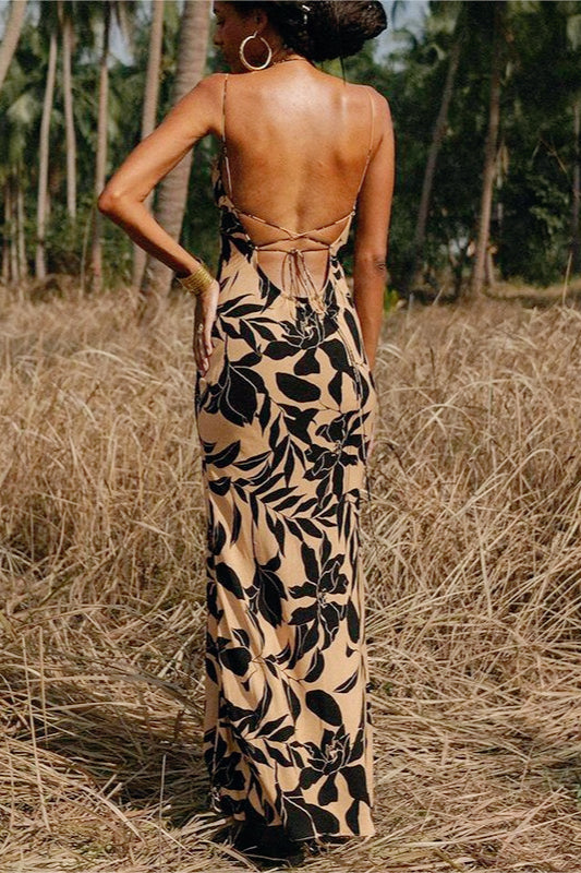 Backless Floral Dress