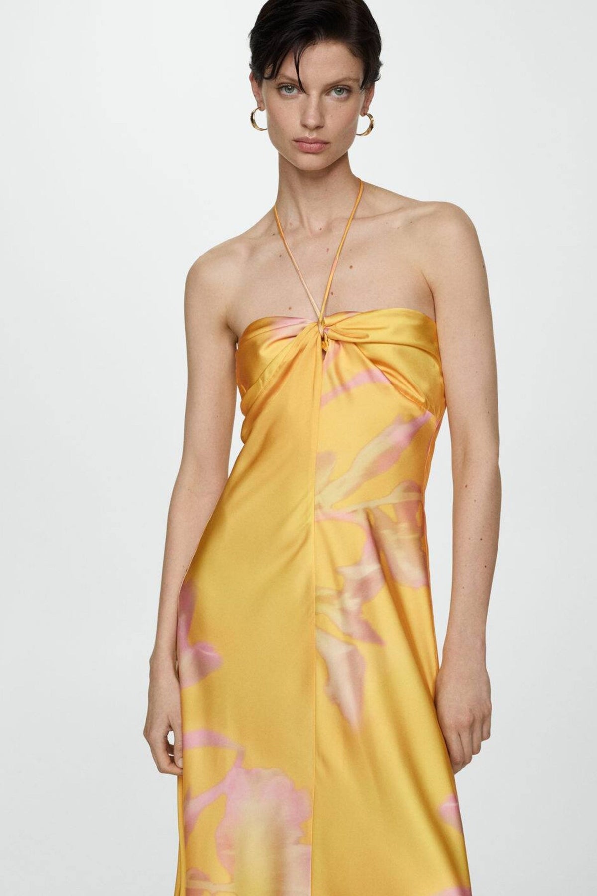 Satin Halter Neck Floral Bias Cut Slip Maxi Dress 2