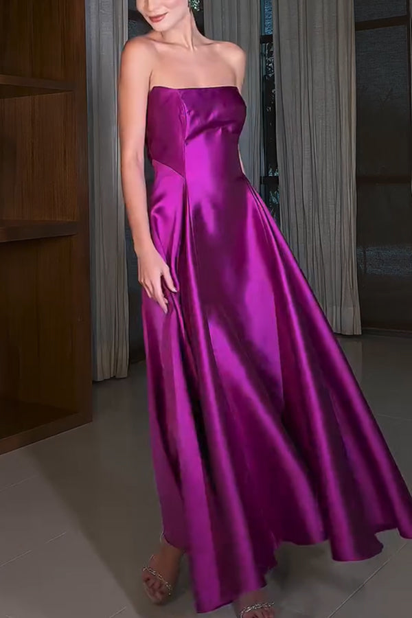 Cinderella's Dream Satin Square Off Shoulder Maxi Dress - View 3