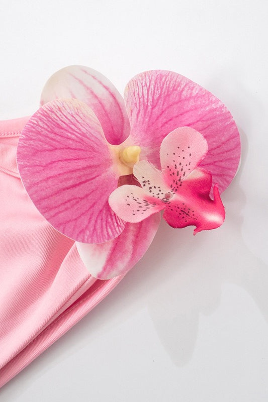 OneShoulder Pleated Floral Birthday Dress