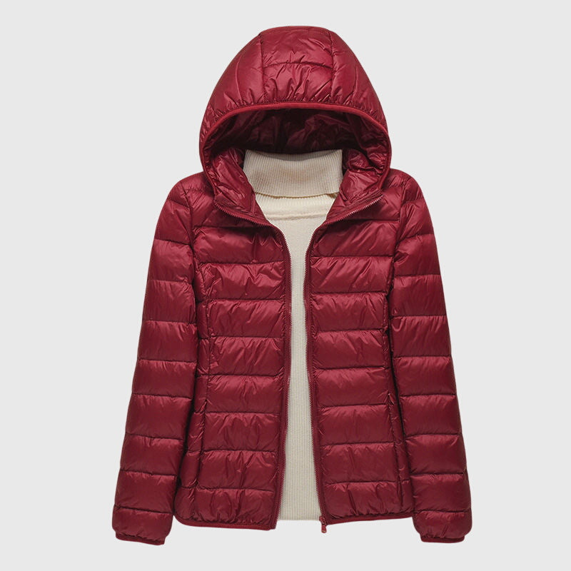 Hooded Zip Front Lightweight Quilted Puffer Jacket