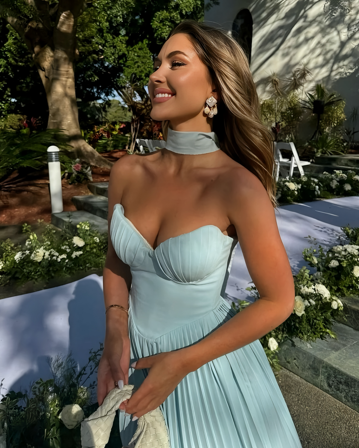 Nerina | Seashell Bust Maxi Dress Sky Blue