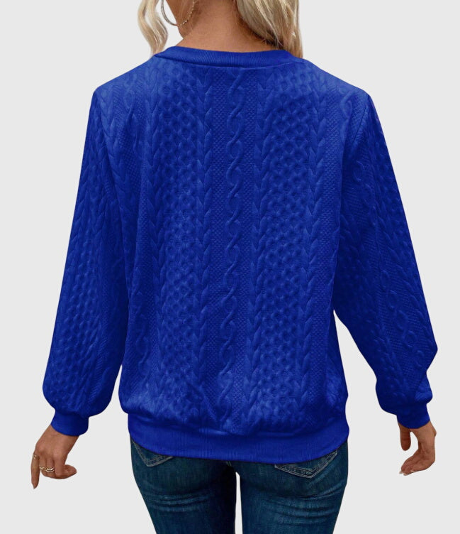 Quarter Zip Cable Knit Long Sleeve Sweatshirt