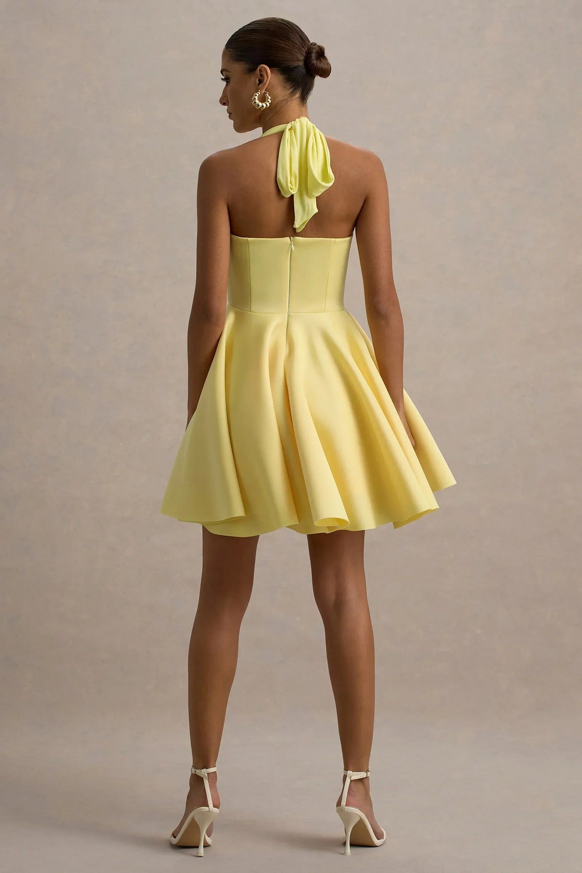 Halter Neck Square Neckline Fit and Flare Skater Mini Dress 2