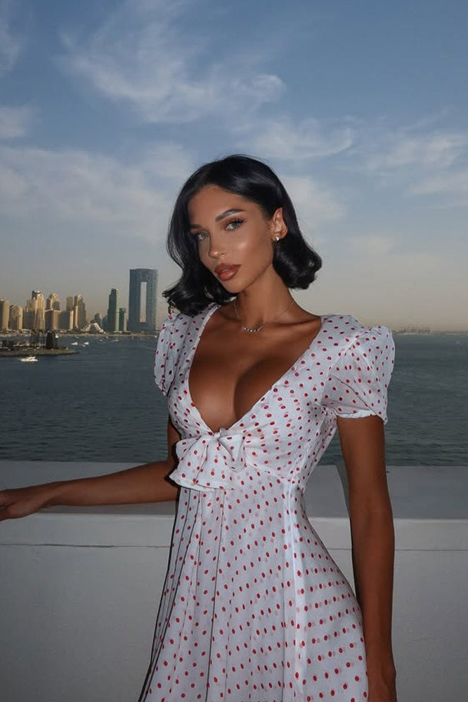 Polka Dot BowDetail Mini Dress