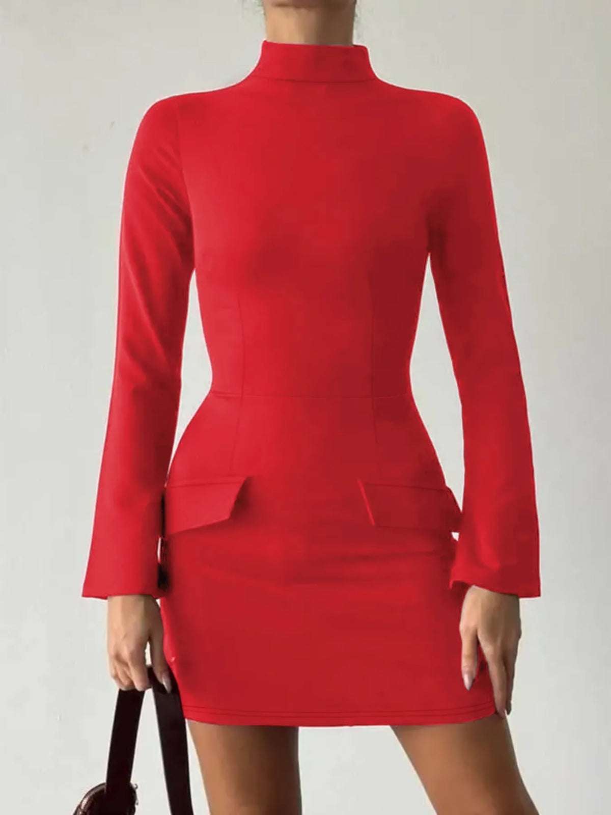 Long Sleeve Bodycon Mini Dress with Pockets