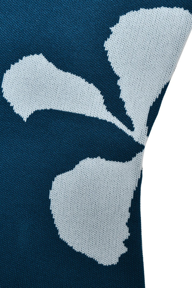 Printed Backless Slim Waist Bodycon Sweater Dress