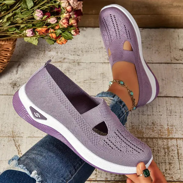 Mesh Knit Slip On Platform Sneakers