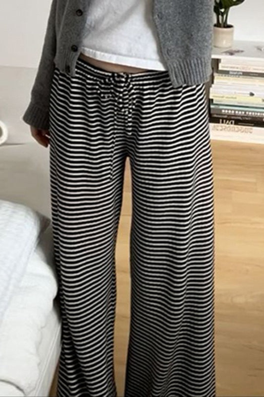 Striped Knitted High Waist Slim Pants