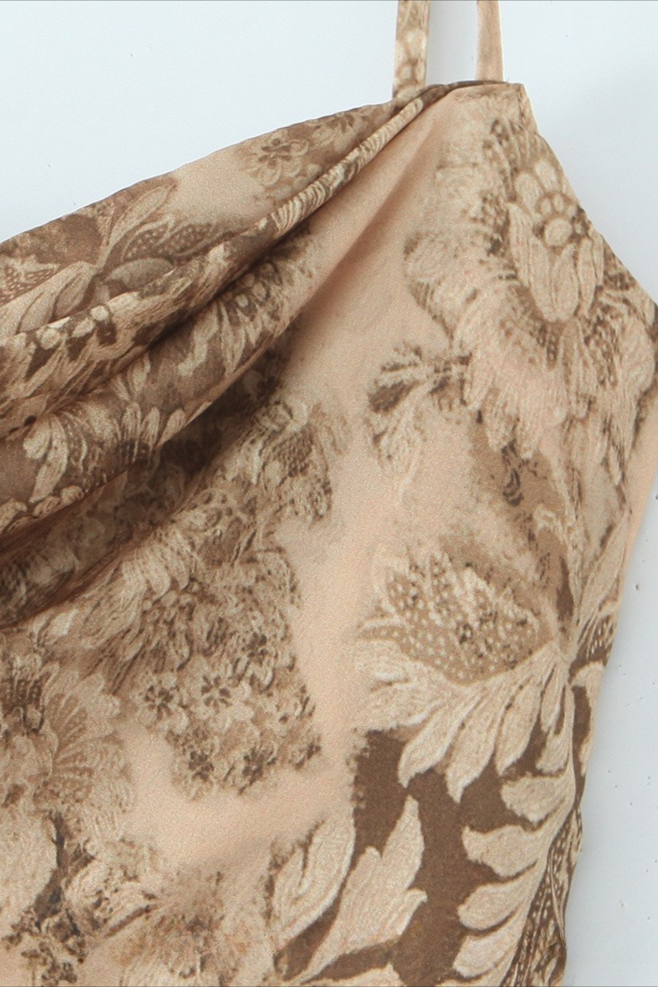 Floral Spaghetti Strap Cowl Neck Mermaid Gown