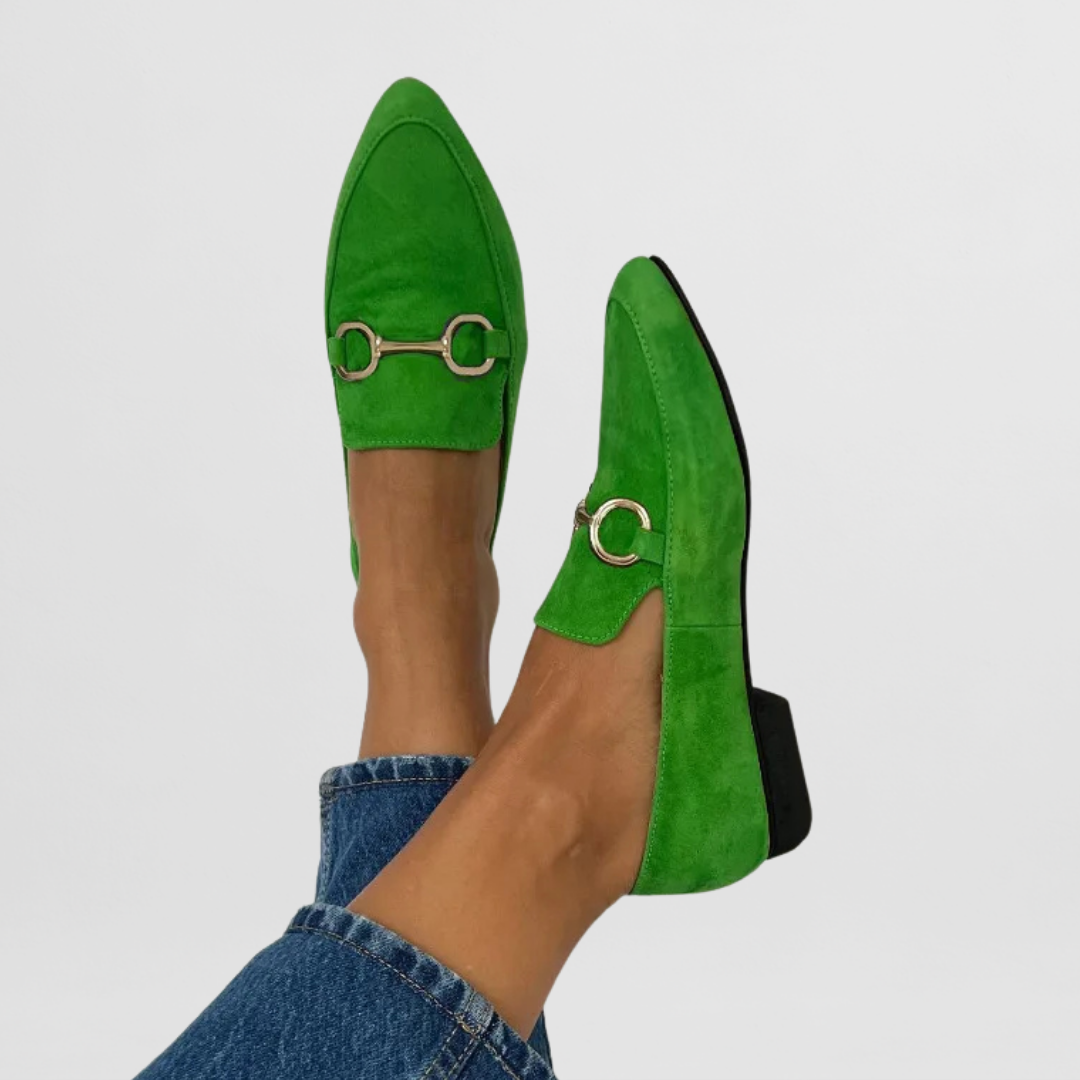 Pointed Toe Horsebit Suede Look Flat Loafers