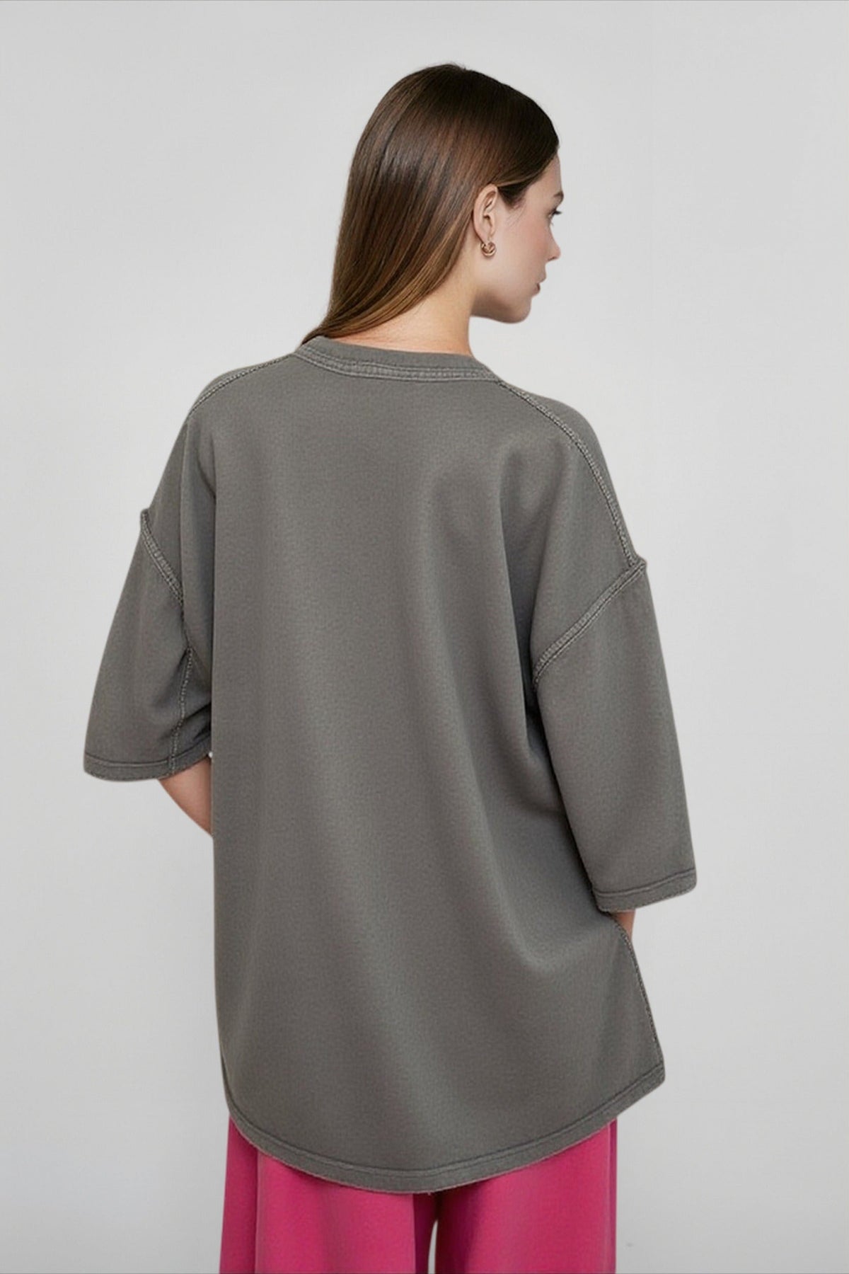 Washed Photo Graphic Crew Neck Half Sleeve Oversized T-Shirt 3