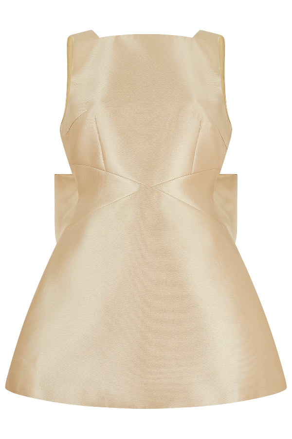 Satin Sleeveless V-Back Oversized Bow Backless Mini Dress 8