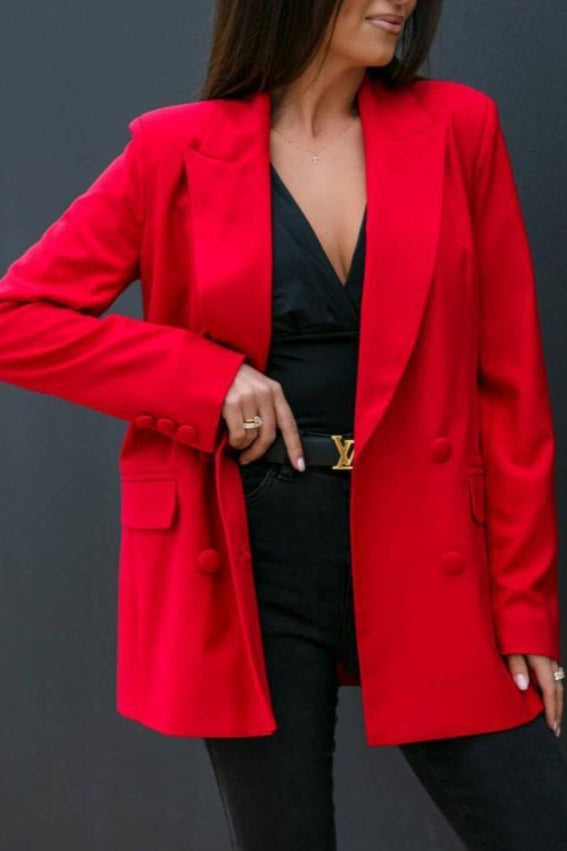 Long Sleeve Double-Breasted Blazer