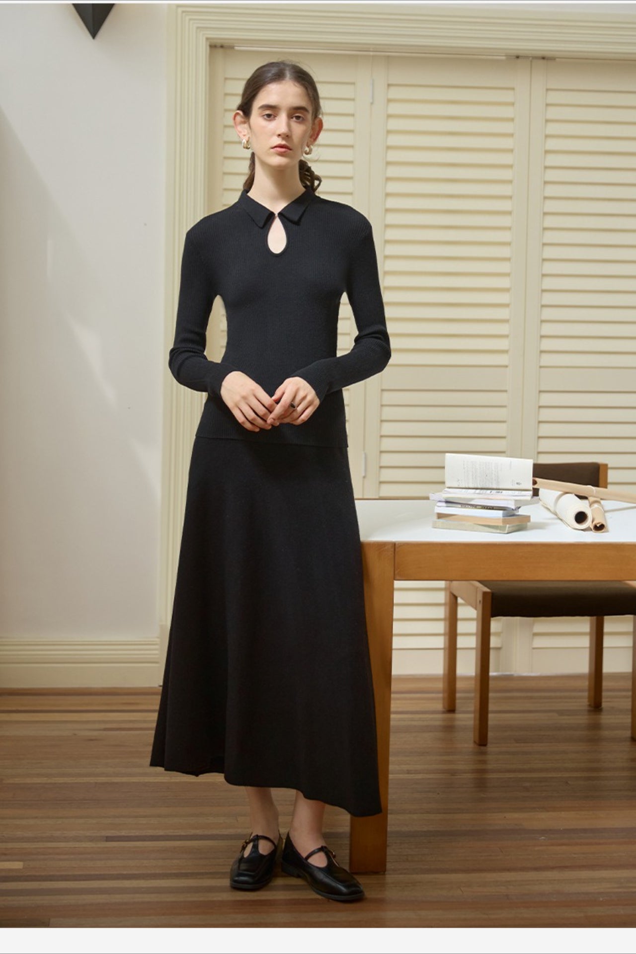 Elegant Solid Wool Knit Top