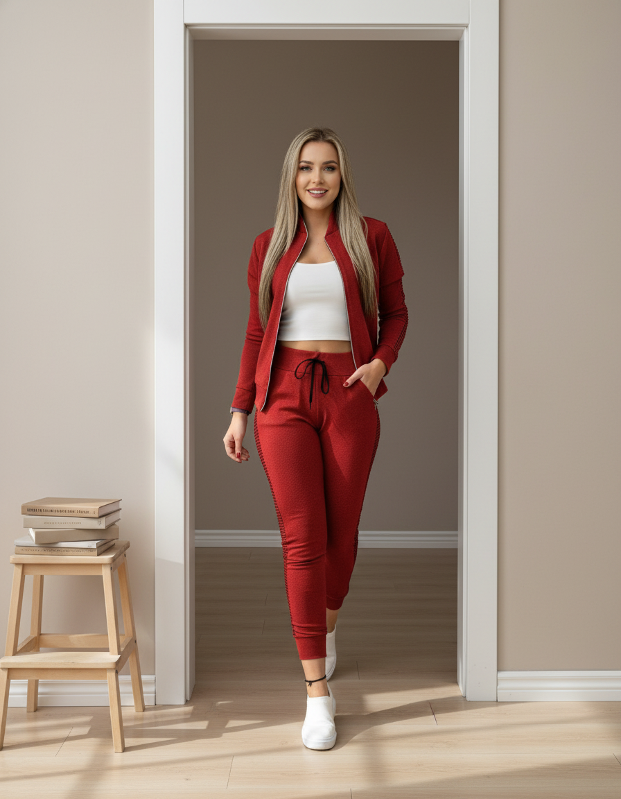 Tracksuit Winter Zipper Piece for Pants Autumn + 2 Set Long Sports Jacket Suit Fashion Women