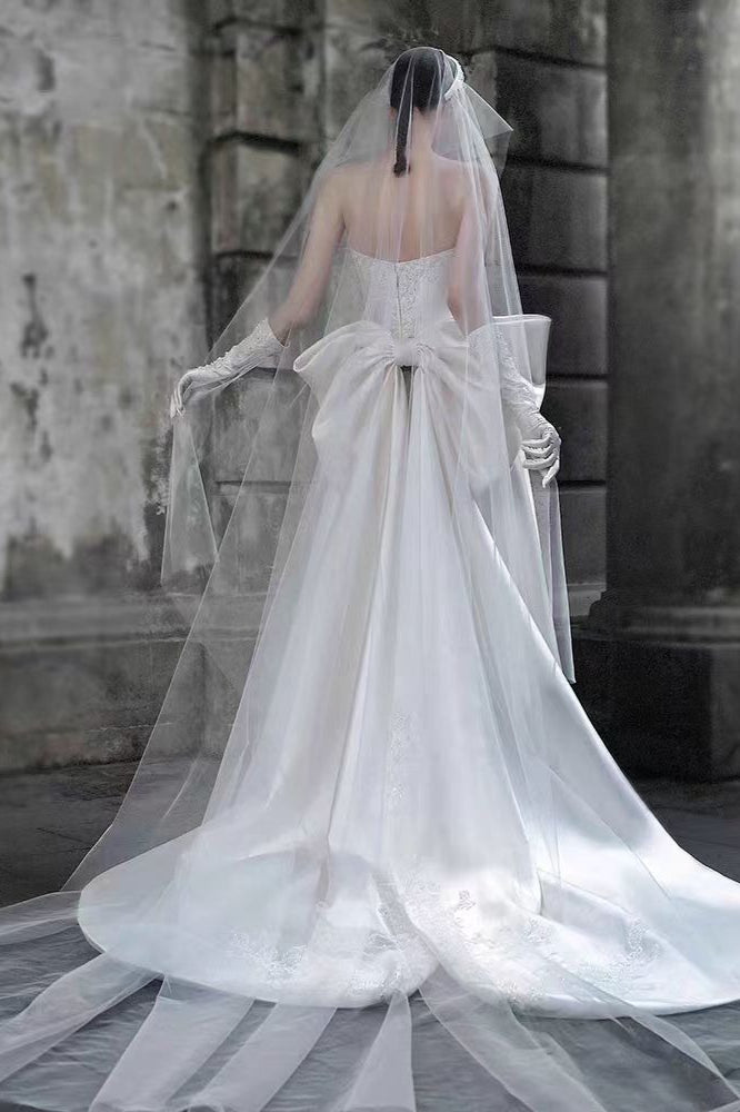 Strapless Satin A Line Wedding Dress - View 4