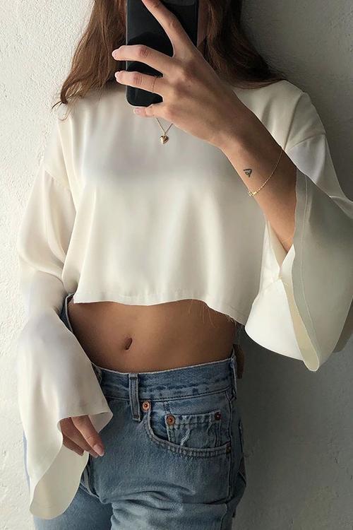 Button Flares Sleeve Skirts Set