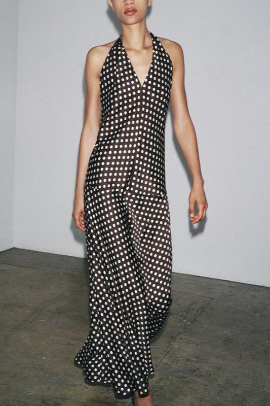 Polka Edition Dot Halter Neck Maxi Dress