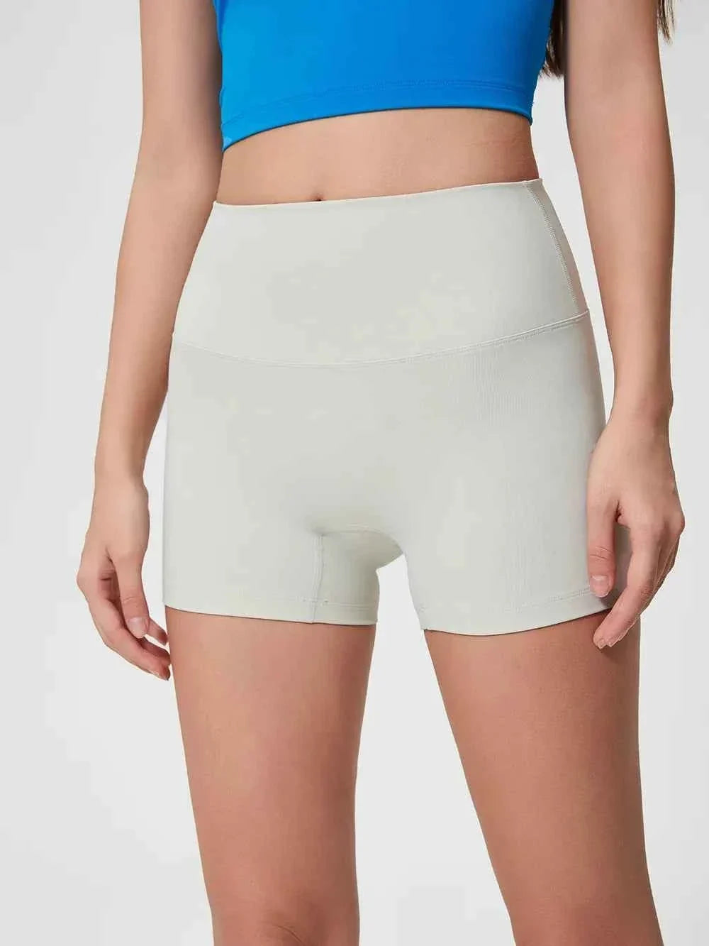 Wide Waistband High Waist Fitted Stretch Active Shorts 12