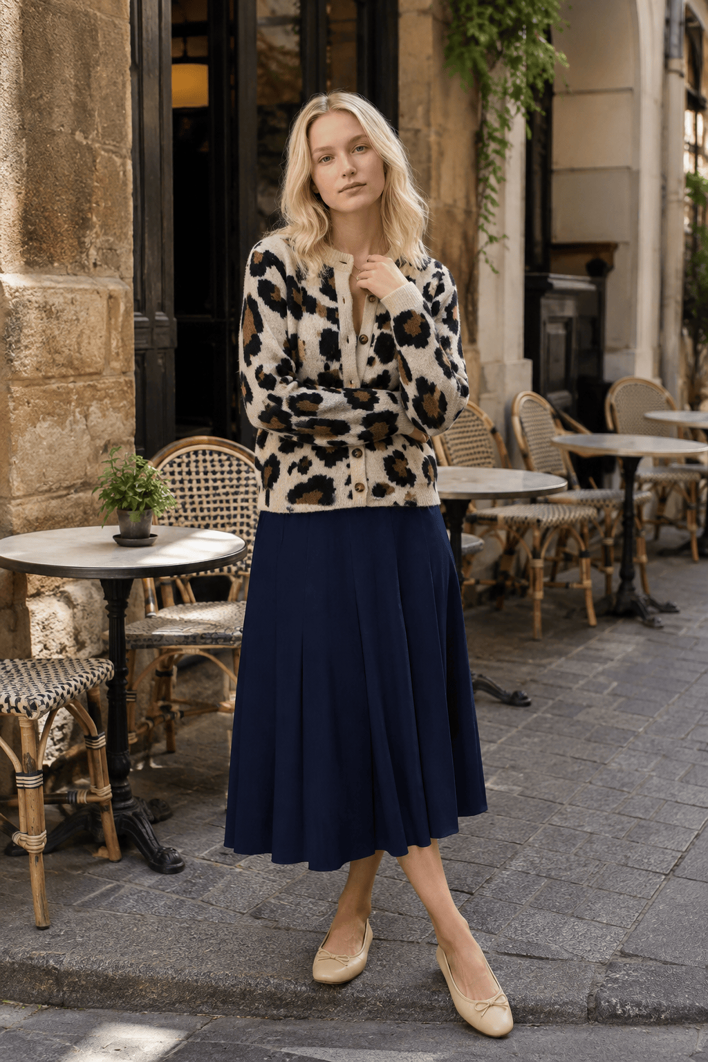 Leopard Print Crew Neck Button Front Knit Cardigan 2
