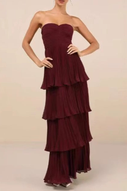 Ruched Bustier Tiered Hem Formal Dress 3