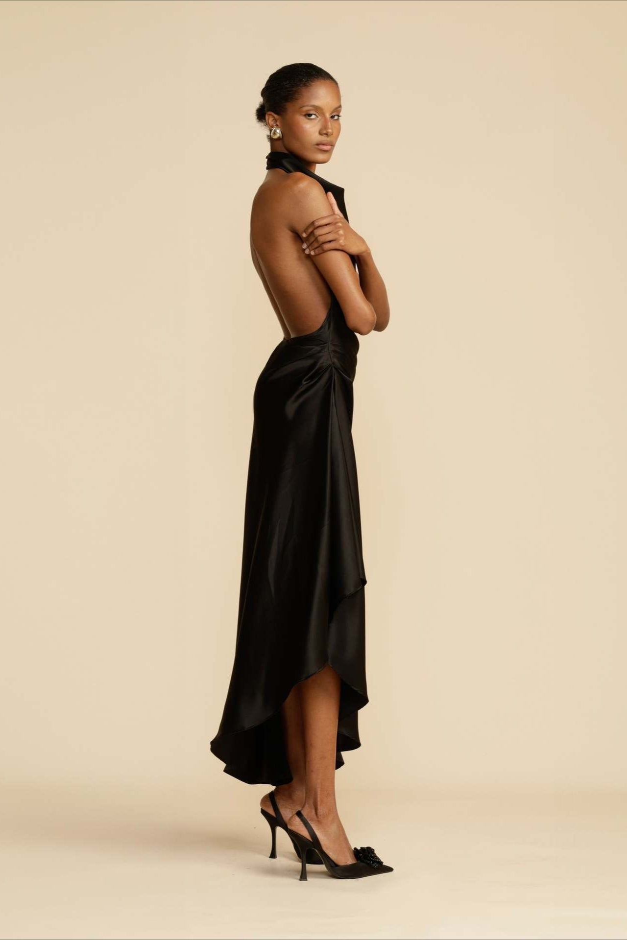Elegant Satin Slit Backless Party Dress