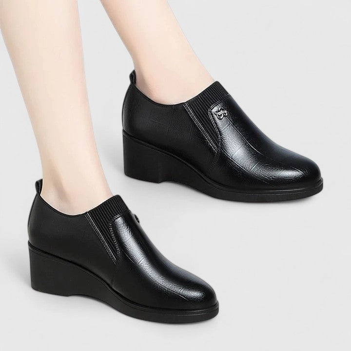 Pointed Toe Slip On Wedge Heel Ankle Shoes