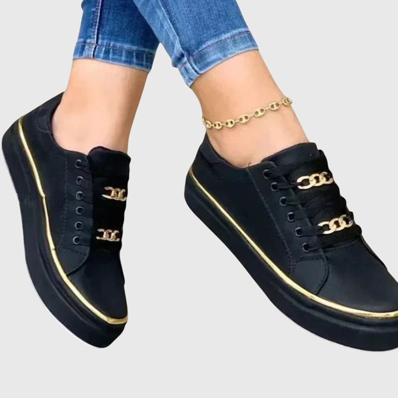 Lace Up Chain Detail Platform Sneakers