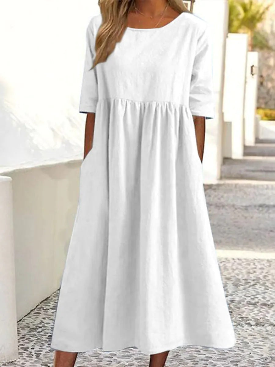 Luxe Veronica Midi Dress with Three Quarter Sleeves Designer Edit