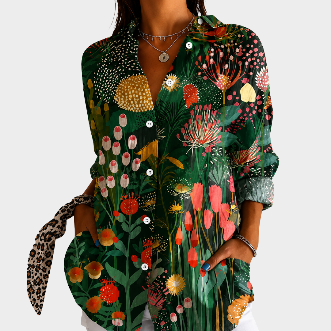Floral Print Long Sleeve Button Down Shirt