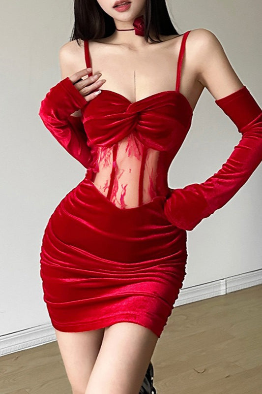 Lace Cutout Bodycon Mini Dress - View 7